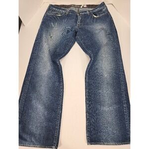 Guess Jeans Mens Blue Denim Distressed Boot Cut Jeans Size 40x31